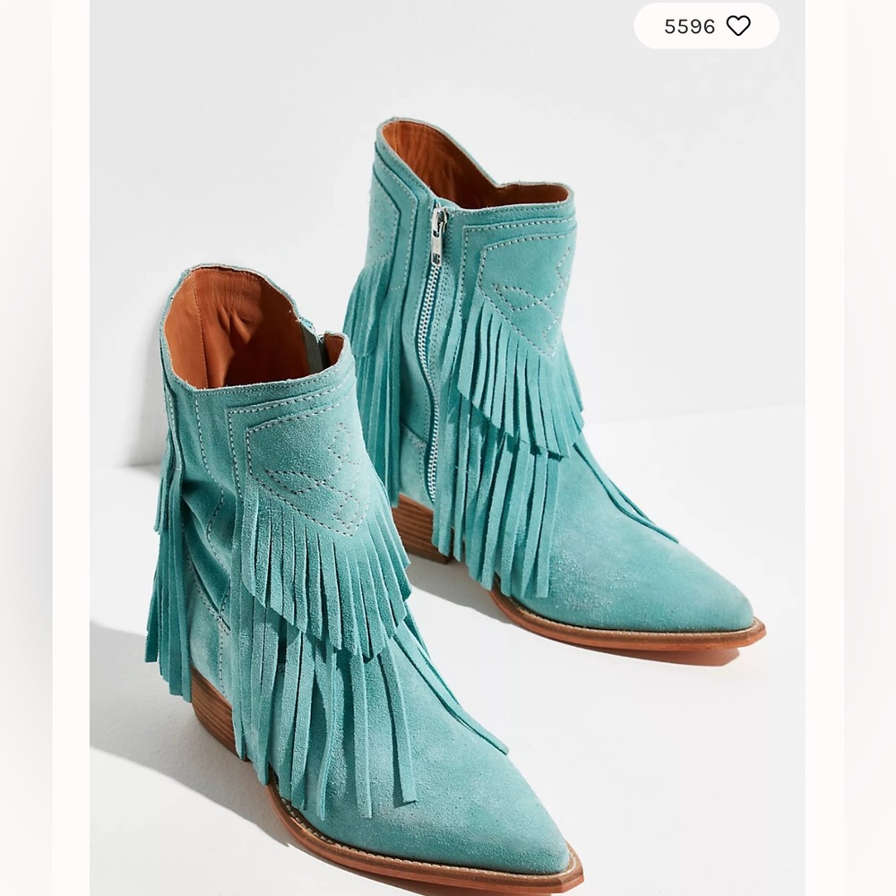 Free People Lawless Fringe Western Boots Laguna Size 8.5